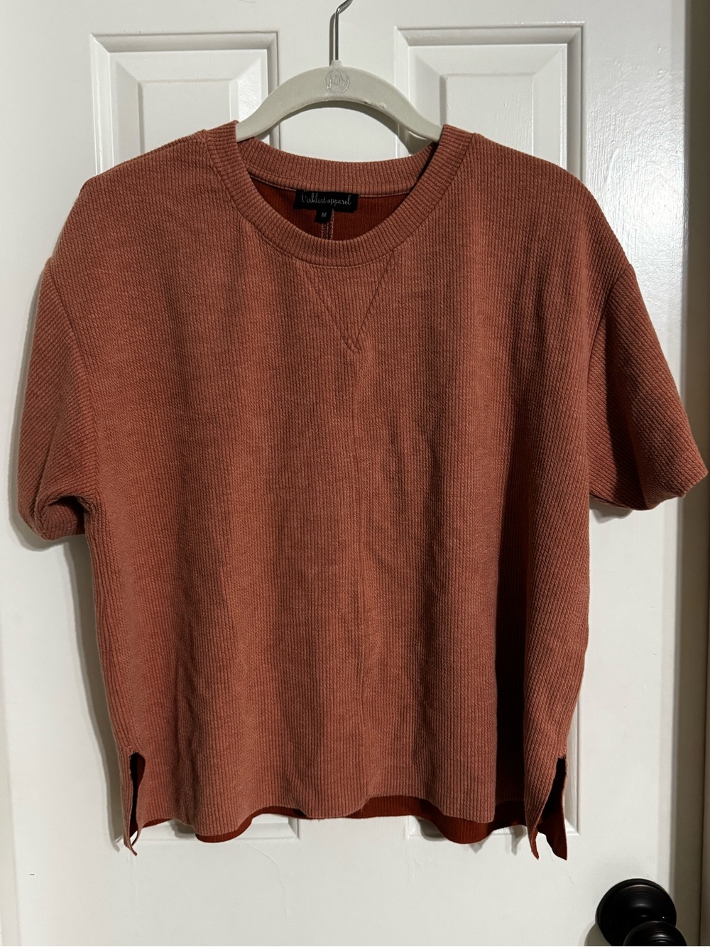 Boutique Short-Sleeve Ribbed Knit Top and bottom (set)